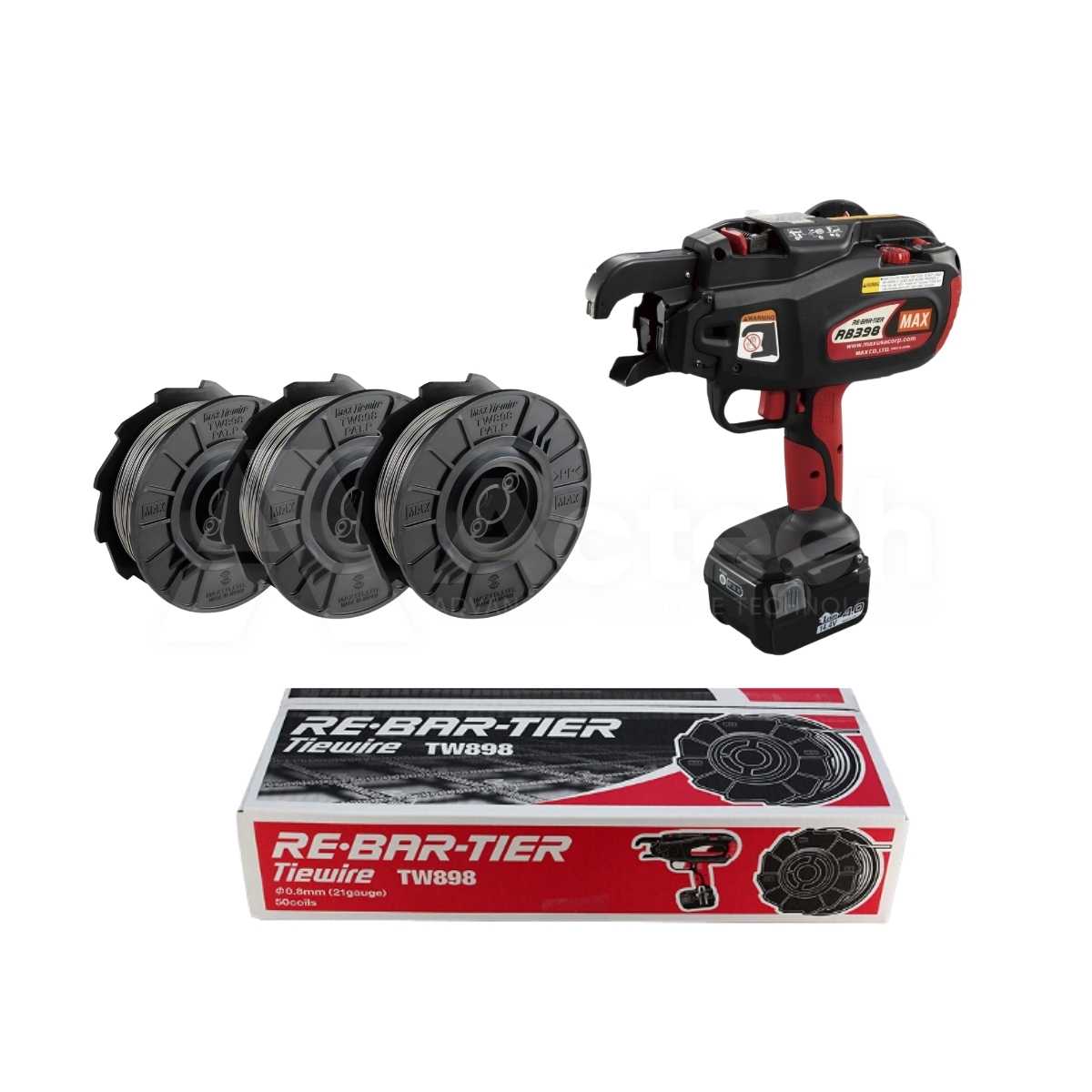 Max RB 398 Re-Bar Tier Gun + Tie Wire (25 boxes)