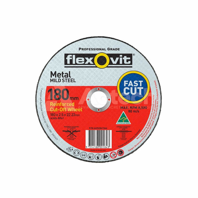Flexovit 7" 180 x 2.5 x 22 GP Flat Metal Cutting Wheel